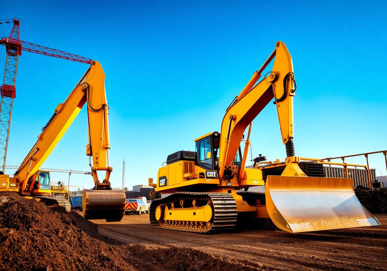 Engins lourds : excavatrice et bulldozer